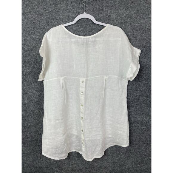 Tero Millennio 100% Linen Top White Women's Medium Boho, Lagon Look - Picture 13 of 13